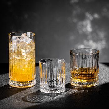 European Creative Whiskey Cup Household Glass Vodka Wine Beer Cup Creative Classical Stripesd Wine Tasting Cup