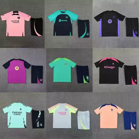 Real Madrid France Arsenal Brazil Argentina Chelsea Psg Adult Short-Sleeved Training Uniform Set Wholesale