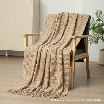 Solid Color Nordic Style Bedroom Sofa Blanket Office Lunch Break Knit Small Throw Blanket Hotel Homestay Bed End Blanket