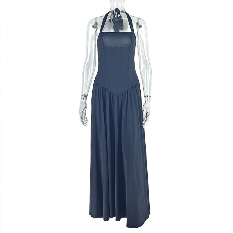 A Line Dress Waist Defining Slim Fit Pleated Solid Color Elegant Evening Wear for Parties OEM Available