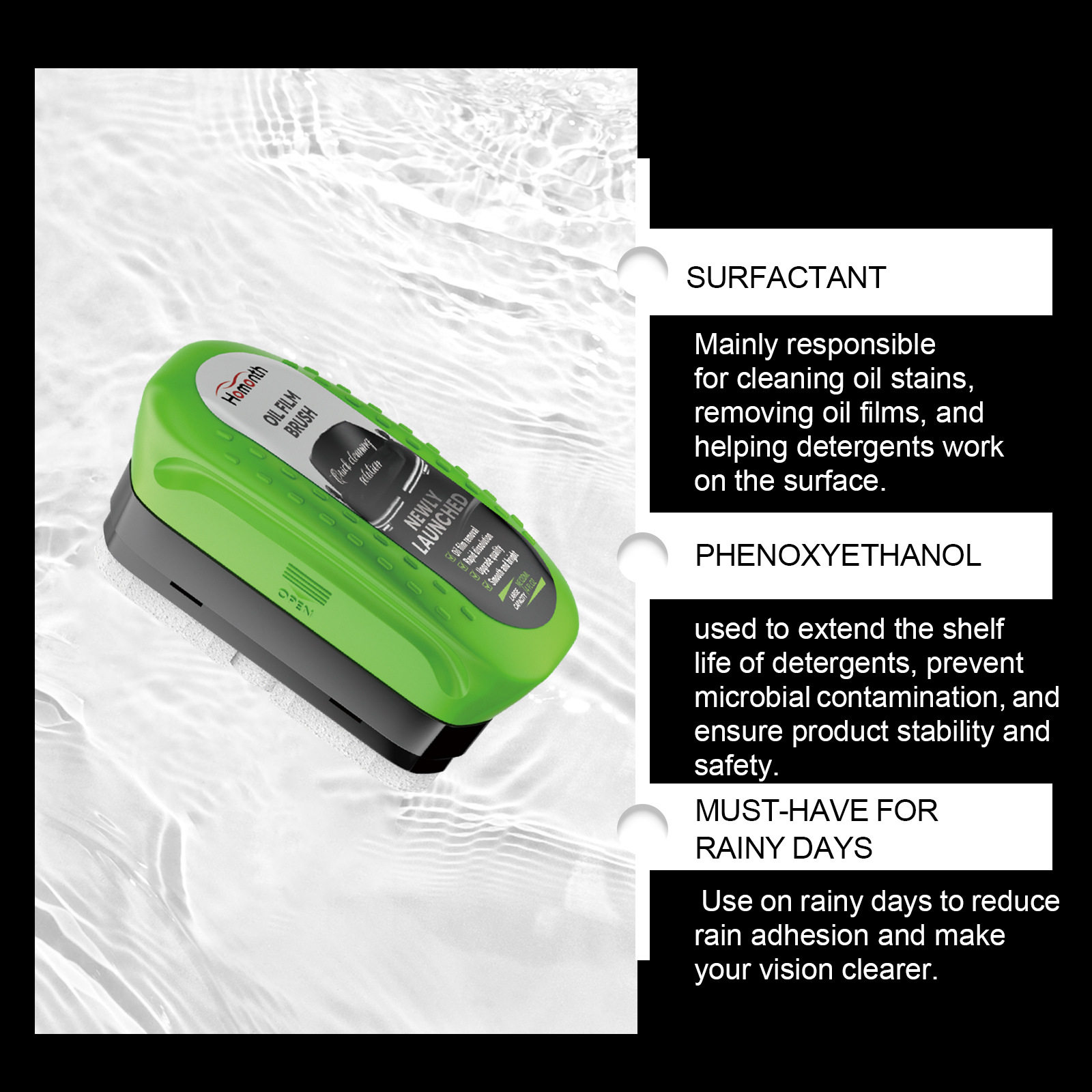 Homonth Car Oil Film Cleaning Brush Cleaning and Decontamination Clean Car Window Rainproof Car Glass Cleaning Brush