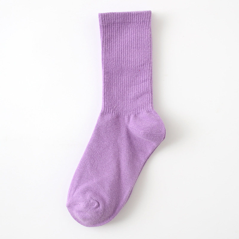 女士秋冬纯色袜糖果色中筒袜ins风彩色堆堆袜棉质街头运动袜