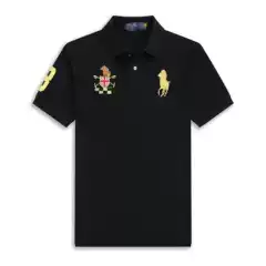 Summer Polo Trendy Casual Men's Short Sleeve Flip Collar Embroidered Malaysian Crown Large Loose Polo Shirt Short Sleeve