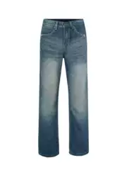 High-Quality American-Style Vintage Washed Straight-Leg Jeans for Men, Clean Fit, Model 523