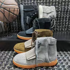 Guangzhou Women's Shoes Cowhide Autumn and Winter Dad Shoes Round Toe High-Top Shoes Men's Sneakers Internet Celebrity Coconut Shoes Couple Style Trendy Boots for Men