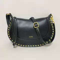French Retro Cross-Border Popular Is Rivet Classic Half-Moon Bag Leather Shoulder Crossbody Bag Personalized Fashion Handbag