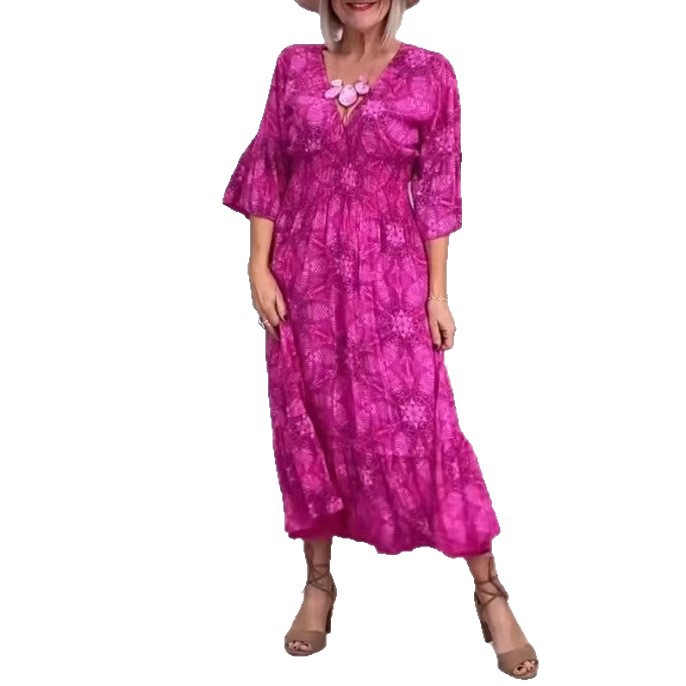 Elegant Floral Print V Neck Dress Summer Style Womens Fashion Perfect for Casual Outings Wholesale Available