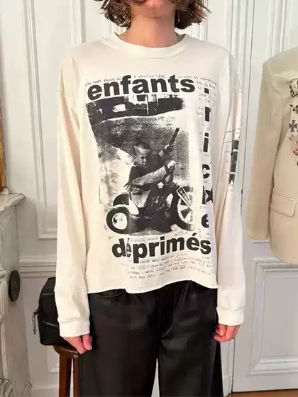 Erd 24Fw Melancholy Rich Second-Generation Tricycle Archery Print Casual Loose-Fit Long-Sleeve T-Shirt Short-Sleeve