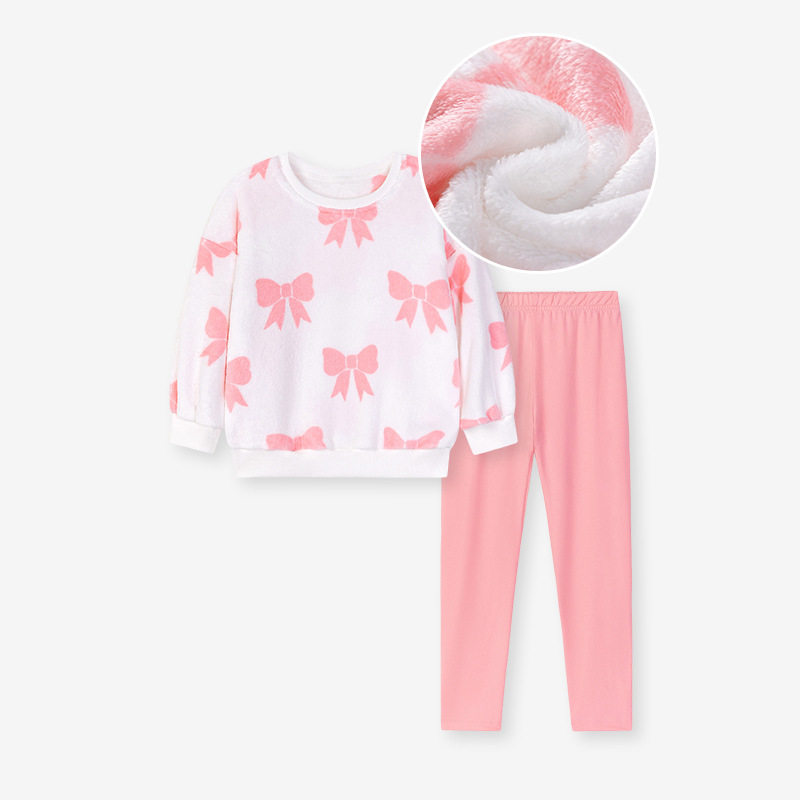 Autumn Fleece-lined Girls' Set, Long-sleeve Cute Kids' Outfit, [Style] Baby Kids' Clothing