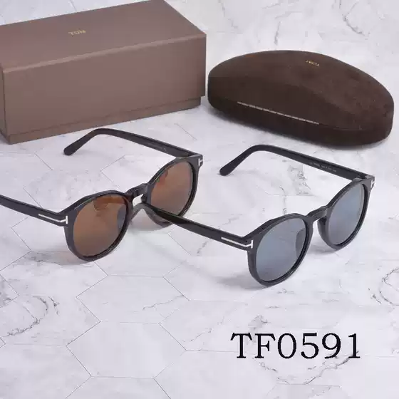 Retro Tom Sunglasses Ford Tf0591 Plate Polarized Sunglasses Round Frame Live Broadcast Glasses Cross-Border Dropshipping