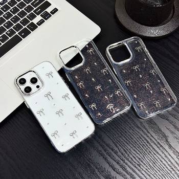 Three-Dimensional Bow Suitable for iPhone 15 Eye-Catching Phone Case Lens Apple 17 Silicone Protective Cover 13/14 Soft