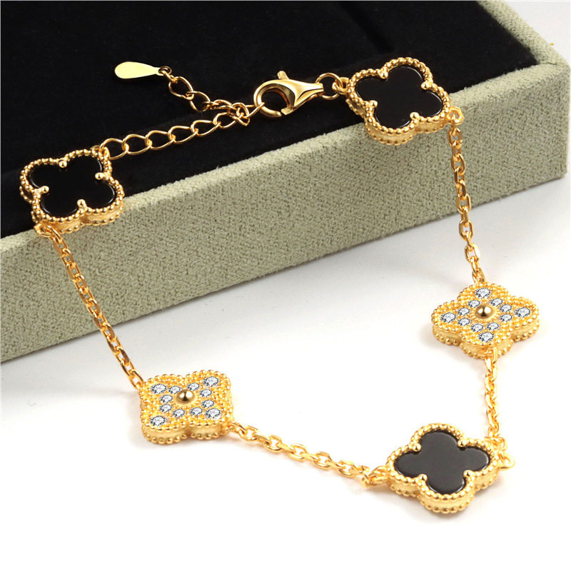 Four-leaf lucky five-flower bracelet for men and women 18k agate mother-of-pearl precision-made pair