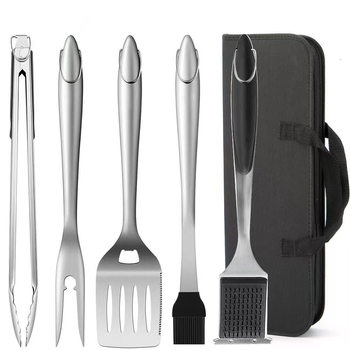 Stainless Steel Barbecue Tool Set 5-Piece Set for Home Outdoor Bbq Portable Hand-Held Bag Barbecue Tools Cross-Border