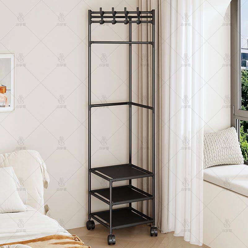 Corner Simple Coat Rack Bedside Floor-Standing Clothes Hanger Small Apartment Home Storage Bedroom Storage Rack Shelf