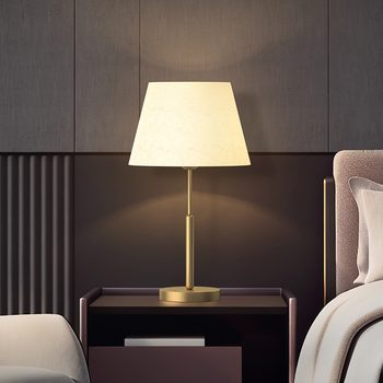 All Copper Table Lamp Bedroom Bedside Lamp Light Luxury Modern Simple Home Fabric Warm American Style Table Lamp for Living Room and Study