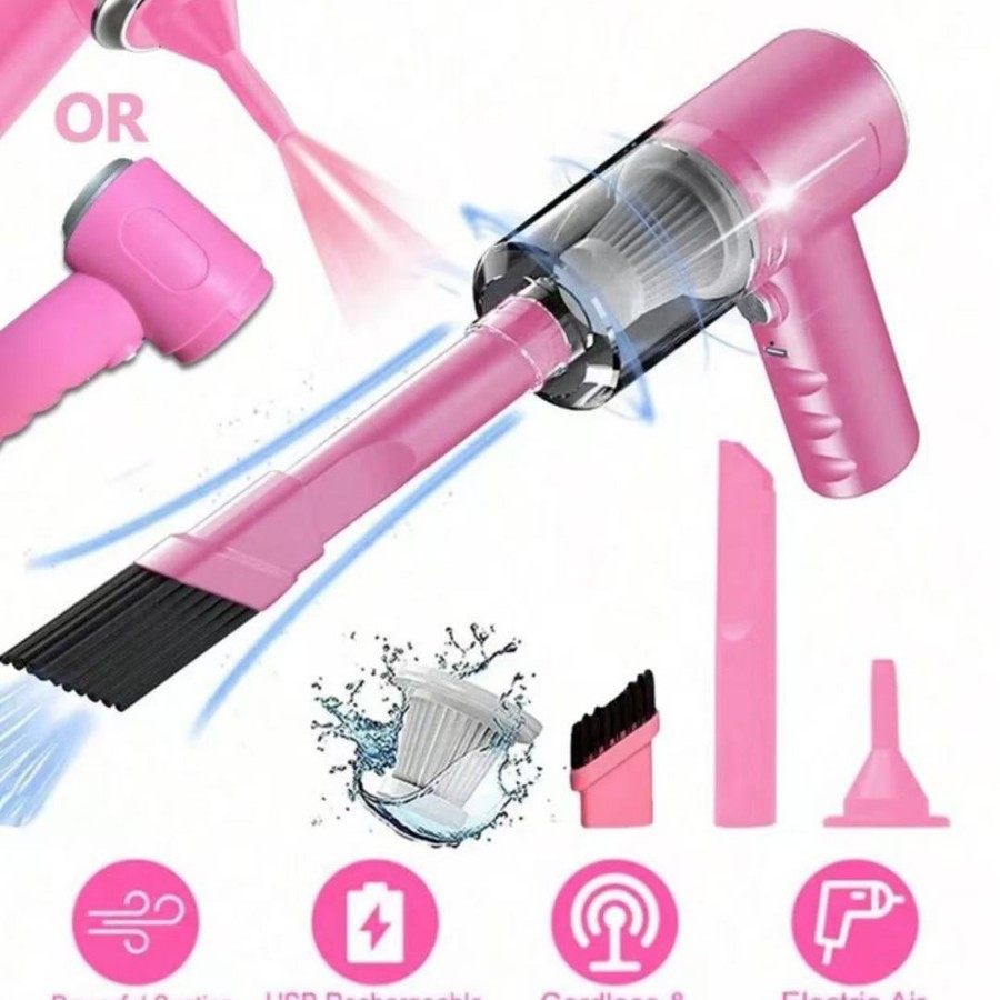 Cross-Border Car Vacuum Cleaner for Washing and Blowing Dual-Purpose Car Wireless Charging Car Home Large Suction Power Mini Mite Removal