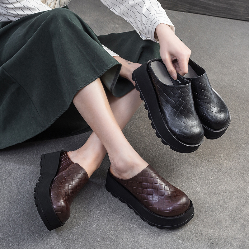 Giày Dép Lê Nữ Tăng Chiều Cao Đế Cao Hàng Mùa Hè Phục Cổ Cổ Điển