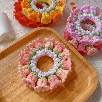 Spring and Summer Handmade Crocheted Lily of the Valley Yarn Scrunchie Ponytail Hair Tie Bun Hair Band Hair Rope