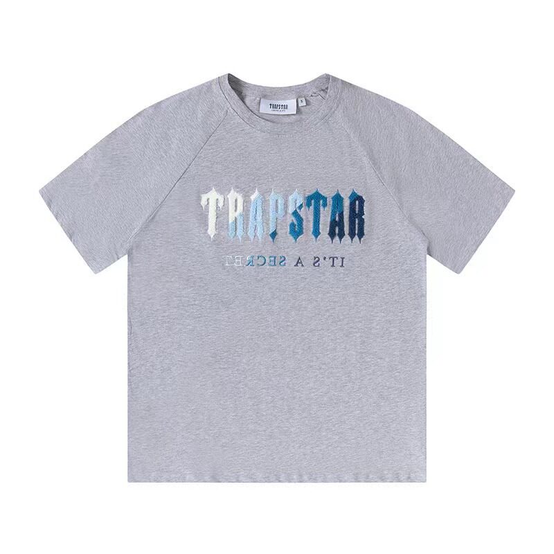 Cross-border foreign trade Trapstar rainbow letter gradient towel embroidery short-sleeved T-shirt sports casual shorts suit