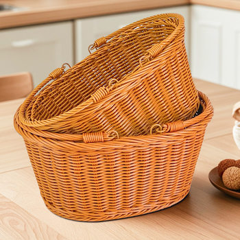 Source manufacturers imitation rattan woven picking basket shopping basket fruit basket vegetable basket strawberry basket flower basket hand-held basket