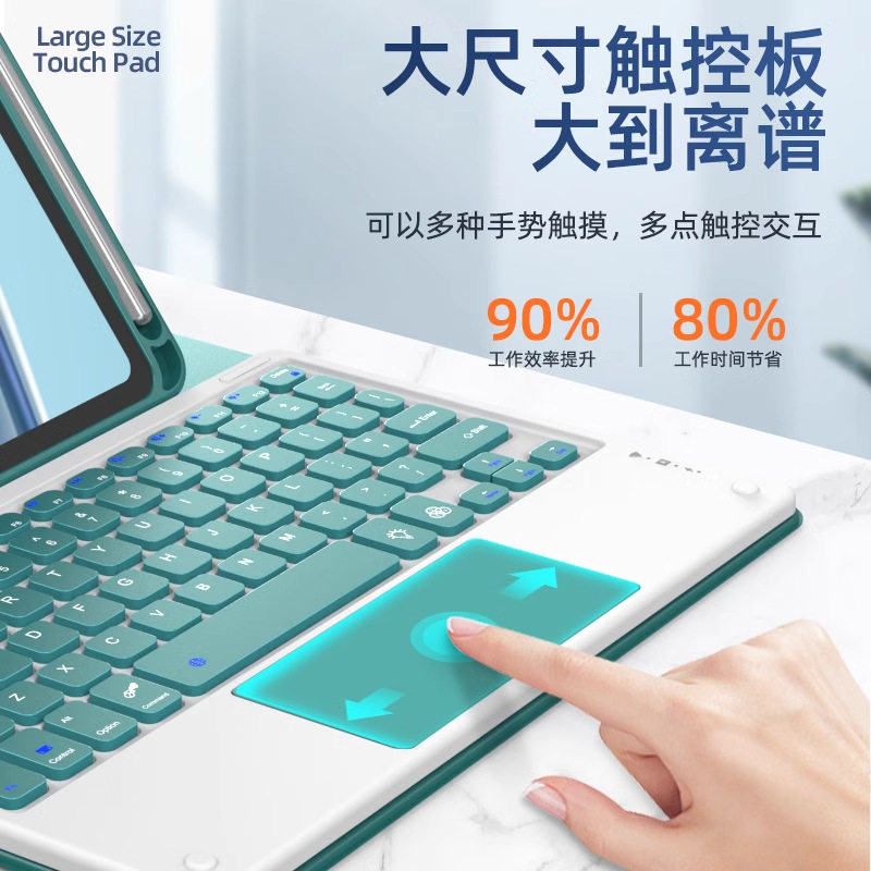 Applicable to Apple iPad 2018 (9.7 inches) Rotatable Bluetooth Keyboard Protective Cover with Pen Slot Mouse