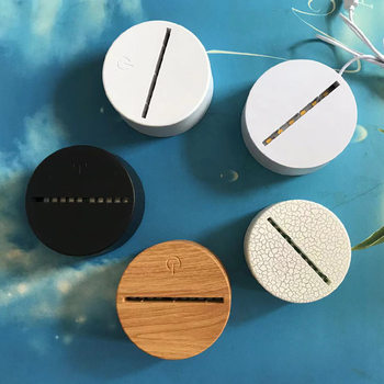 Source manufacturer 3d nightlight base usb three-color monochrome crack colorful touch remote control battery charging wood grain