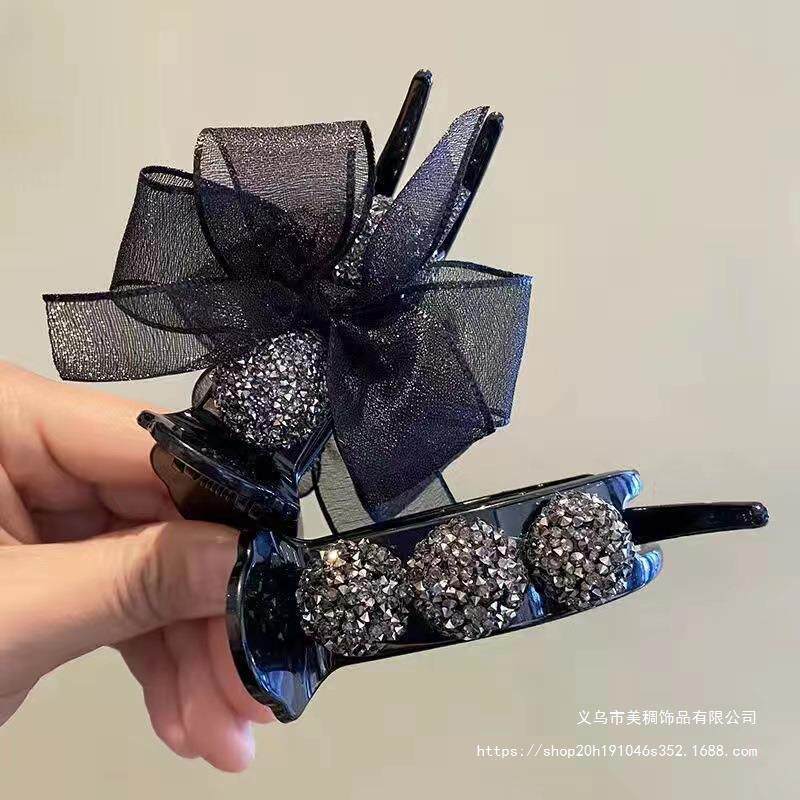 Ball head hairpin women's summer simple elegant flower mesh back head hair clip updo hairpin