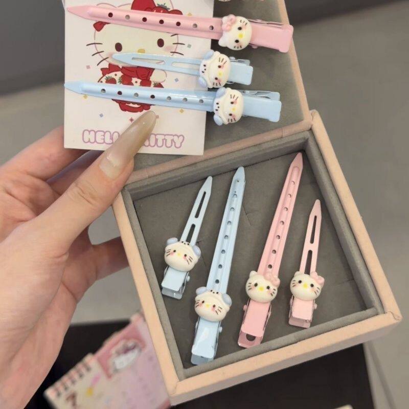 Cream pink cat long hairpin Japanese style simple high-looki...