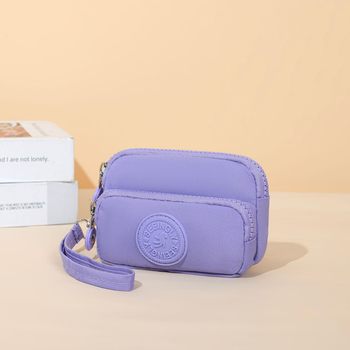 Factory direct foreign trade coin purse new solid color gift three pull anti-water nylon foreign trade coin purse wholesale