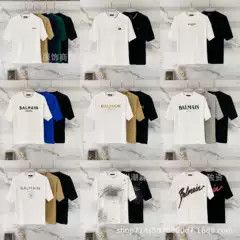 Cross-Border High-End Balmain Top-Selling New Short-Sleeve Balmain Letter Print Spring/Summer Versatile Crew Neck T-Shirt