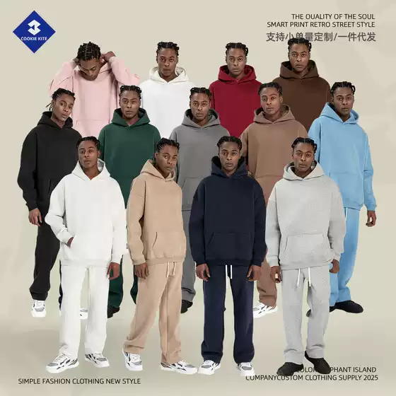 Cai Xiang Island Men's Clothing | Autumn and Winter Hoodie for Men, Loose Fit, Fleece-Lined, American Style Trendy Brand, 350g Hooded Sweatshirt for Men