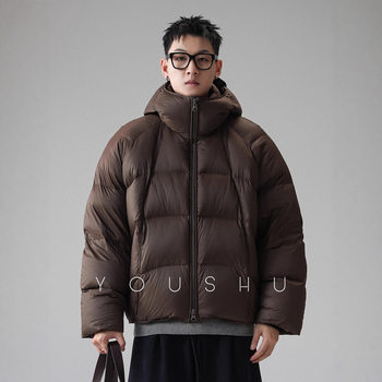 310g White Duck down High Collar Hooded Windproof Tire down Jacket Men's Winter 2025 New High down Jacket