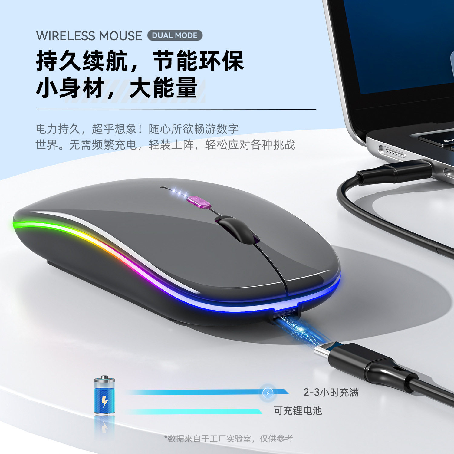 Bluetooth Dual-Mode Wireless Display Ultra-Thin Mouse Silent Charging Computer Laptop Mobile Phone Electric Display Luminous Wireless Mouse