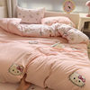 Category a Maternal and Infant Grade Naked Sleeping Cartoon Cotton Towel Embroidered Four-Piece Set Soft Waxy Bed Bed Sheets Quilt Cover Student Dormitory Three-Piece Set