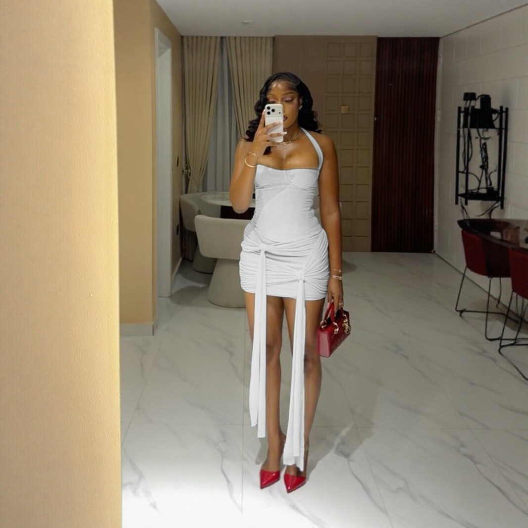 Solid Color Halter Neck Bodycon Mini Dress Slim Fit Sexy Style Trendy for Streetwear Summer Fashion Wholesale