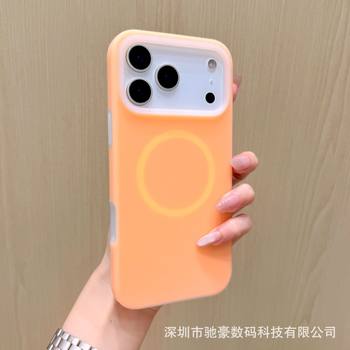 Jelly Magnetic Suction Suitable for Iphone17Promax Liquid Silicone Mobile Phone Case Apple 16 Pure Color Simple Anti-Fall Cover