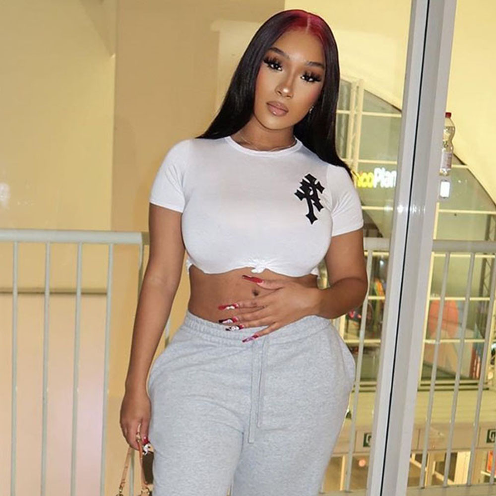 8437DN Europe Women T-shirt Na 2022Summer Neck Dew Navel Hundred Take Skinny Pure Short sleeve Jacket  8437DN欧美女装T恤娜扎达2022夏季圆领露脐百搭紧身纯色短袖上衣 8437DN Europe Women T-shirt Na 2022Summer Neck Dew Navel Hundred Take Skinny Pure Short sleeve Jacket 