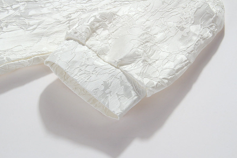 Bộ mặc nhà nữ cotton tay ngắn họa tiết trơn — Trắng chi tiết 8