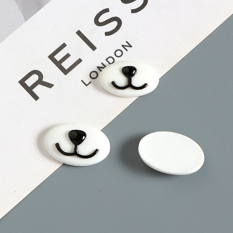 Cartoon Oval Flat Nose and Mouth Resin Small Accessories DIY Water Cup Refrigerator Magnet Hole Shoe Buckle Doll Accessories
