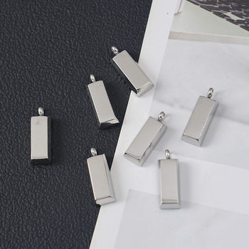 Solid Small Silver Brick Pendant Titanium Steel Necklace Pendant Niche Design Classic Versatile Rectangular Silver Brick Shape Pendant
