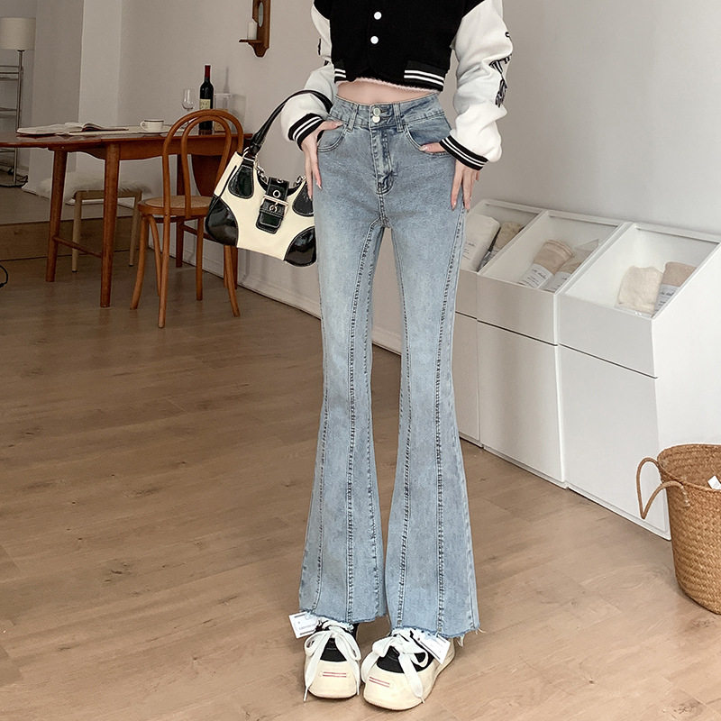 High Waisted Slimming Flare Jeans Womens Spring Fall Style Versatile Straight Leg Wide Leg Trousers Wholesale Available