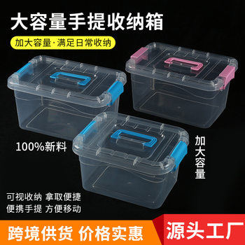 Plastic Transparent Storage Box Household Toy Organiser Large Capacity Suitcase Moisture-proof and Dustproof Storage Box in stock