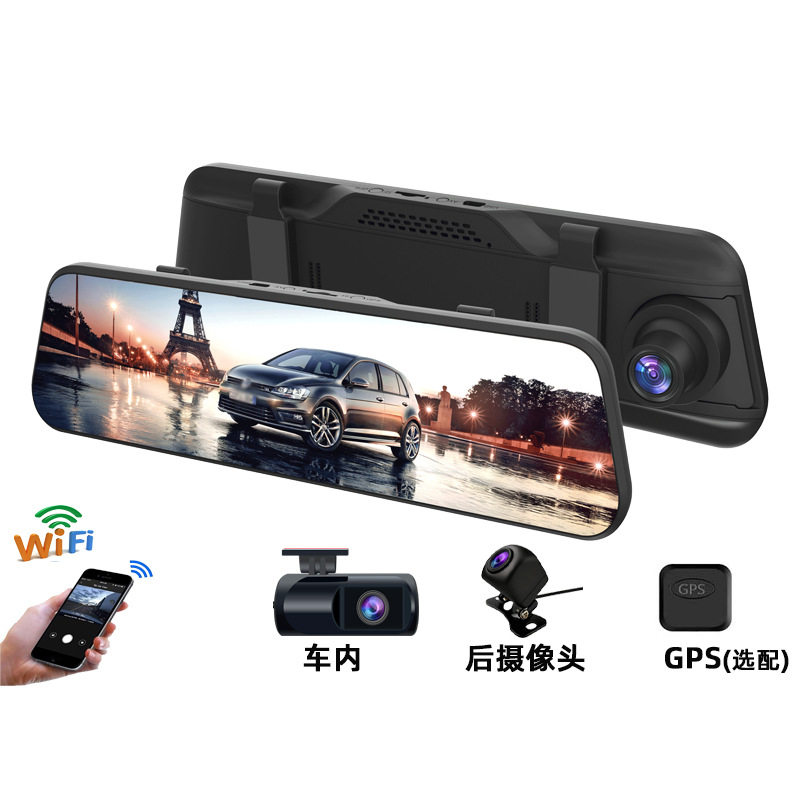 Wireless Carplay Streaming Rearview Mirror Reversing Image 4K High-Definition Driving Recorder Car Dvr