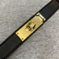 Gold buckle + two-layer black cowhide