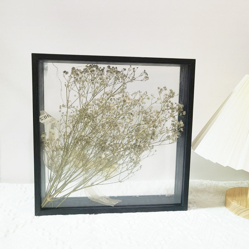 New hollow 4cm double transparent dried flower photo frame wooden creative specimen double-sided display frame