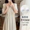 Summer Nightgown for Women with Breast Pads 2024 Thin Style Suitable for Pregnant Women, Breathable and Suitable for Student Dormitory Home Wear