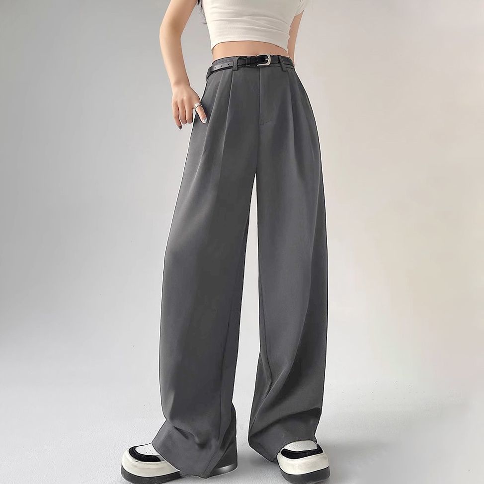 High Waisted Wide Leg Trousers Loose Fit Elegant Draping Versatile Style Perfect for Casual or Formal Occasions