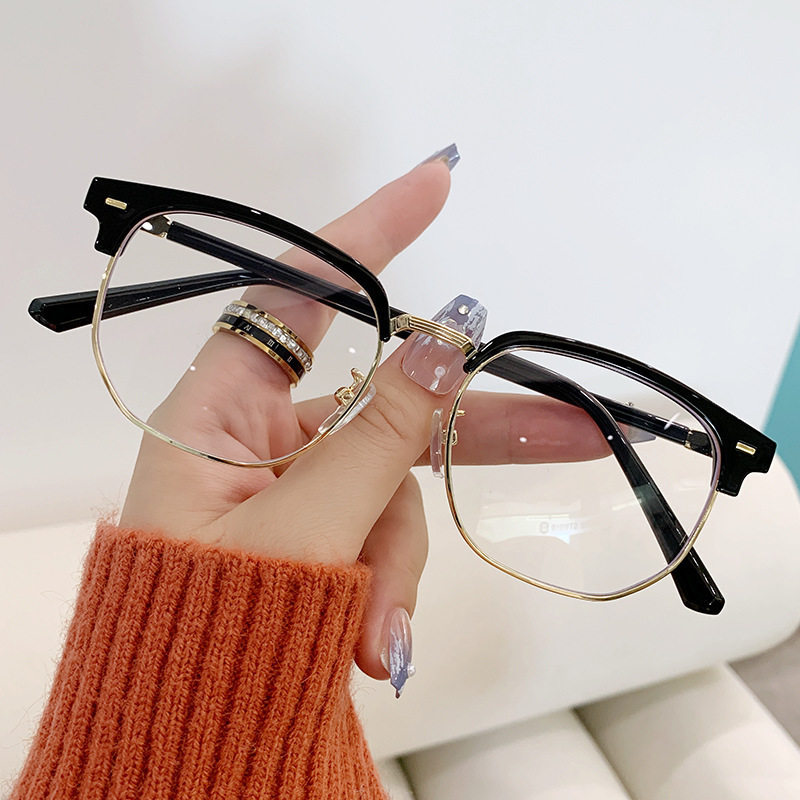 Eyebrow Frame Anti-Blue Light Flat Mirror Retro Women's Glasses Frame Men's Business Casual Trend Science and Engineering Boys' Myopia Glasses