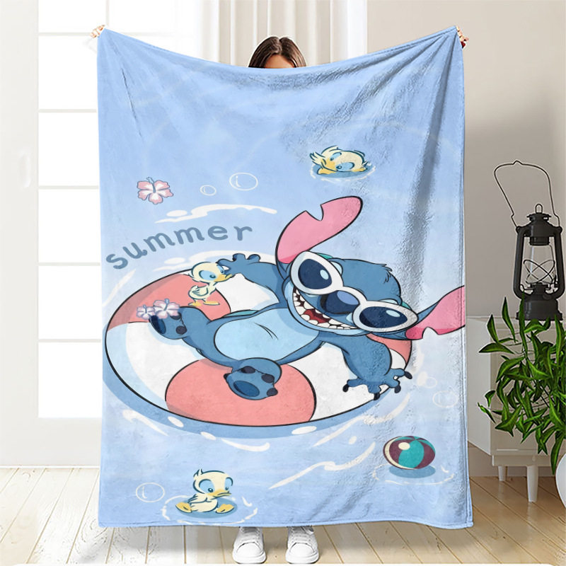 Cross-Border Foreign Trade Lilo and Stitch Flannel Blanket Cartoon Stitch Sofa Blanket Nap Blanket