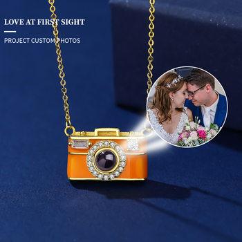 Cross-border hot sale new creative fashion high niche camera necklace 100 languages projection clavicle chain pendant